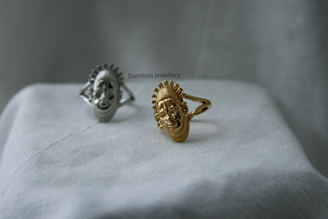 The Benin Mask Ring - Silver/Gold