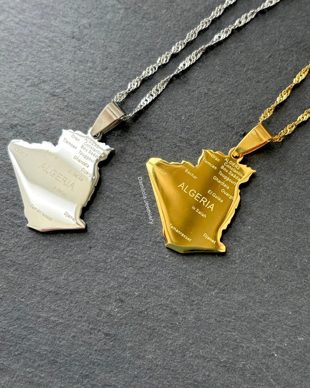 Algeria map necklace Damilola jewellery