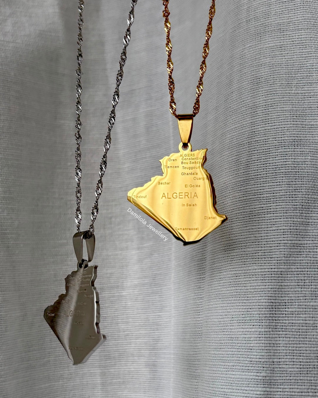 Algeria map necklace Damilola jewellery