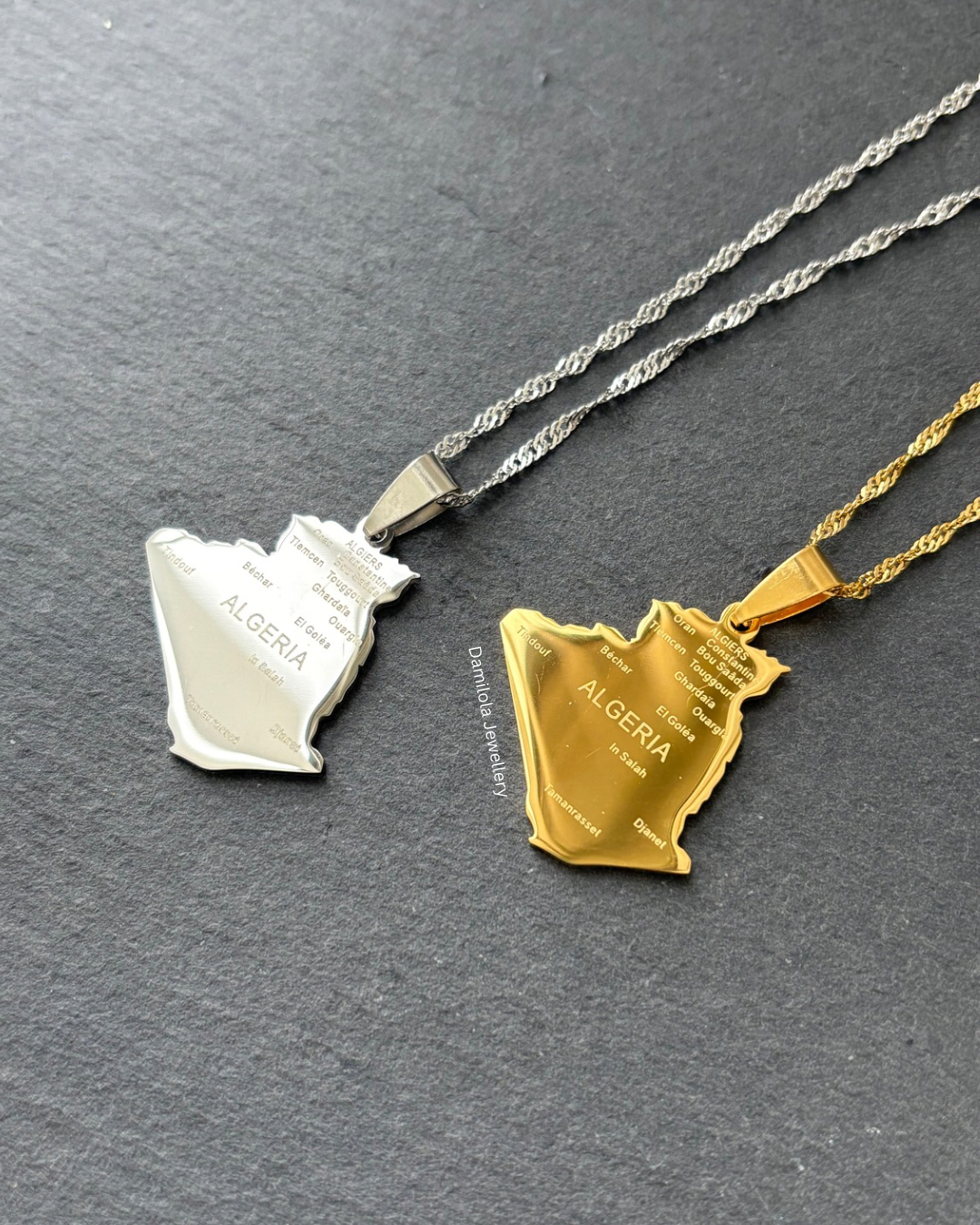 Algeria map necklace Damilola jewellery