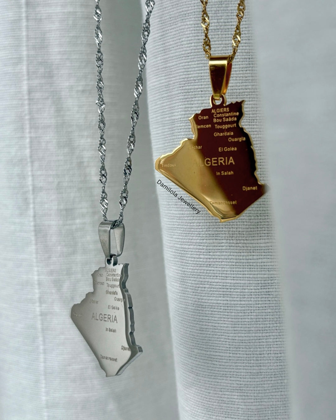 Algeria map necklace Damilola jewellery