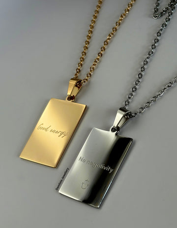Good energy. No negativity. Good vibes necklace - gold/silver gift