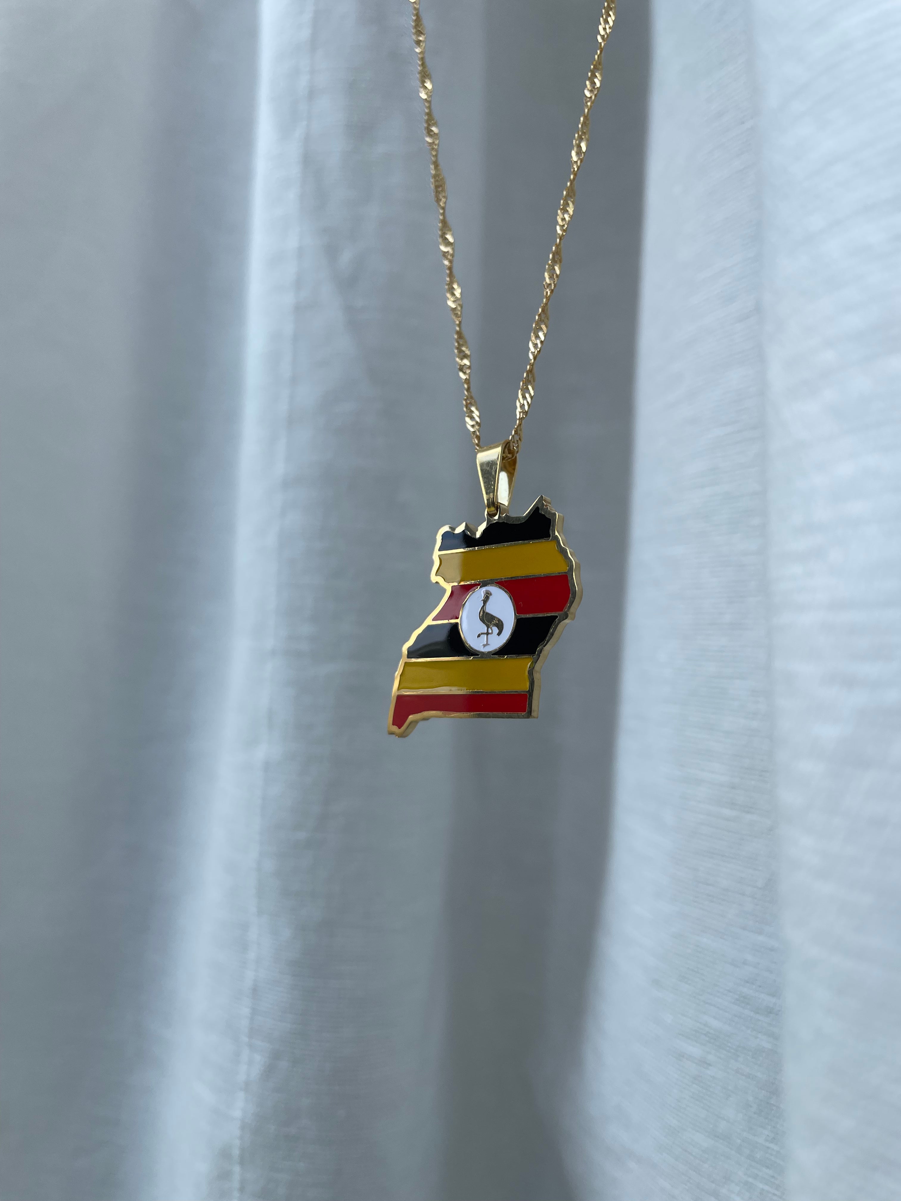 Uganda Flag Map Necklace 🇺🇬