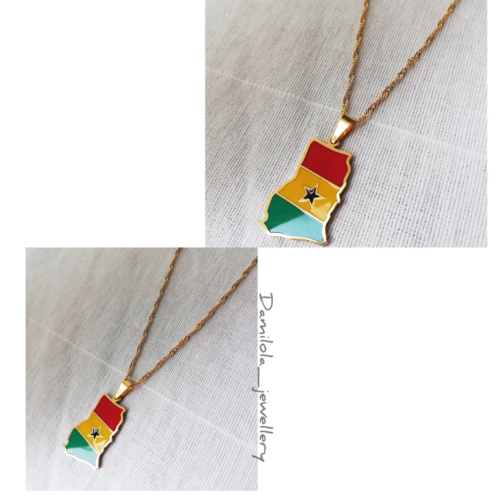Ghana Flag Necklace  - Gold/Silver ‘Freedom and Justice'