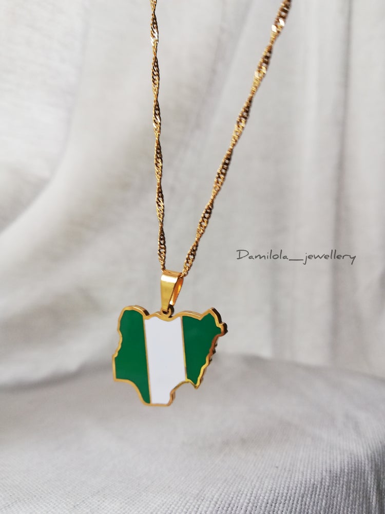 Nigeria flag map necklace 