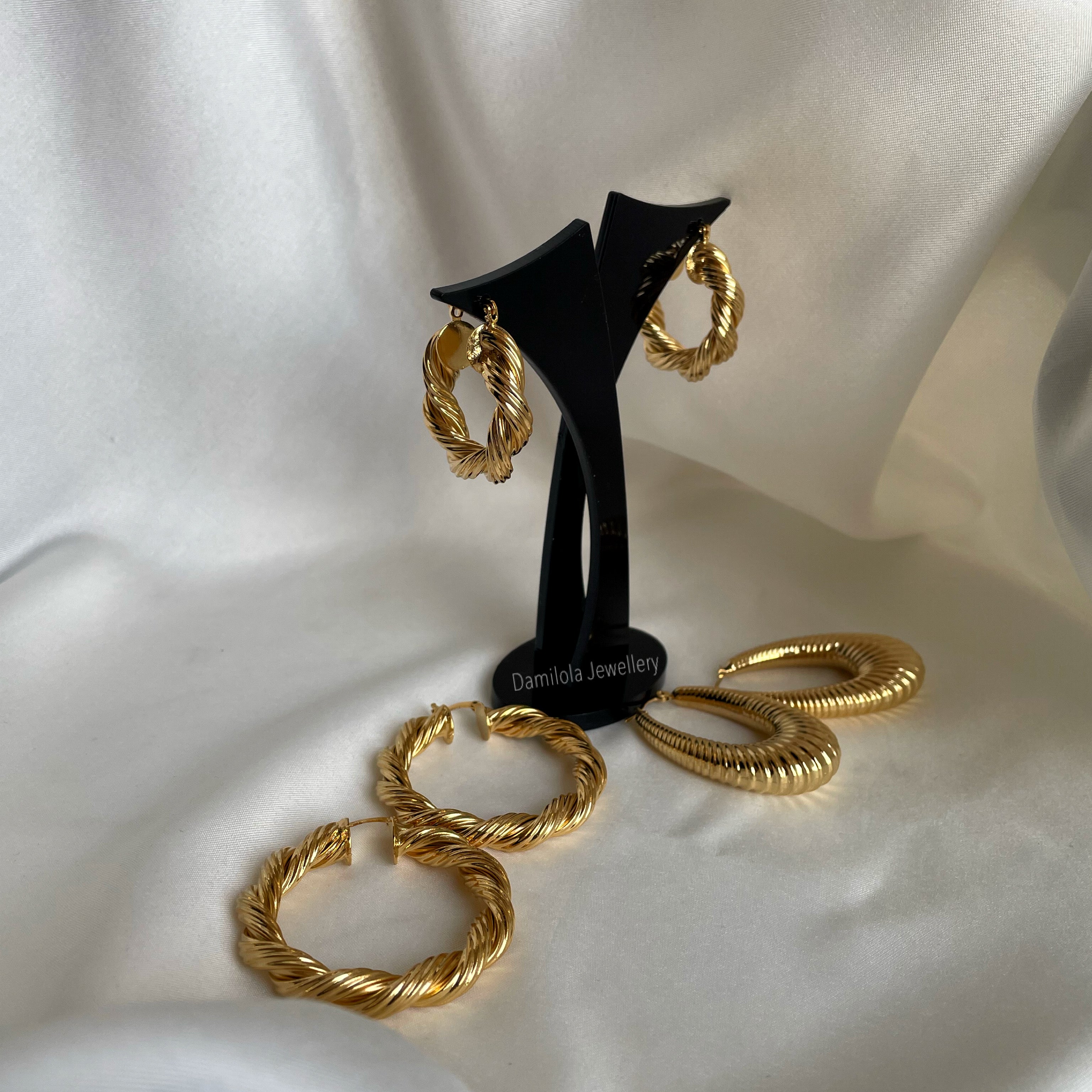 ‘Halle’ Gold/Silver Twisted Hoops - 3/5/6.5cm