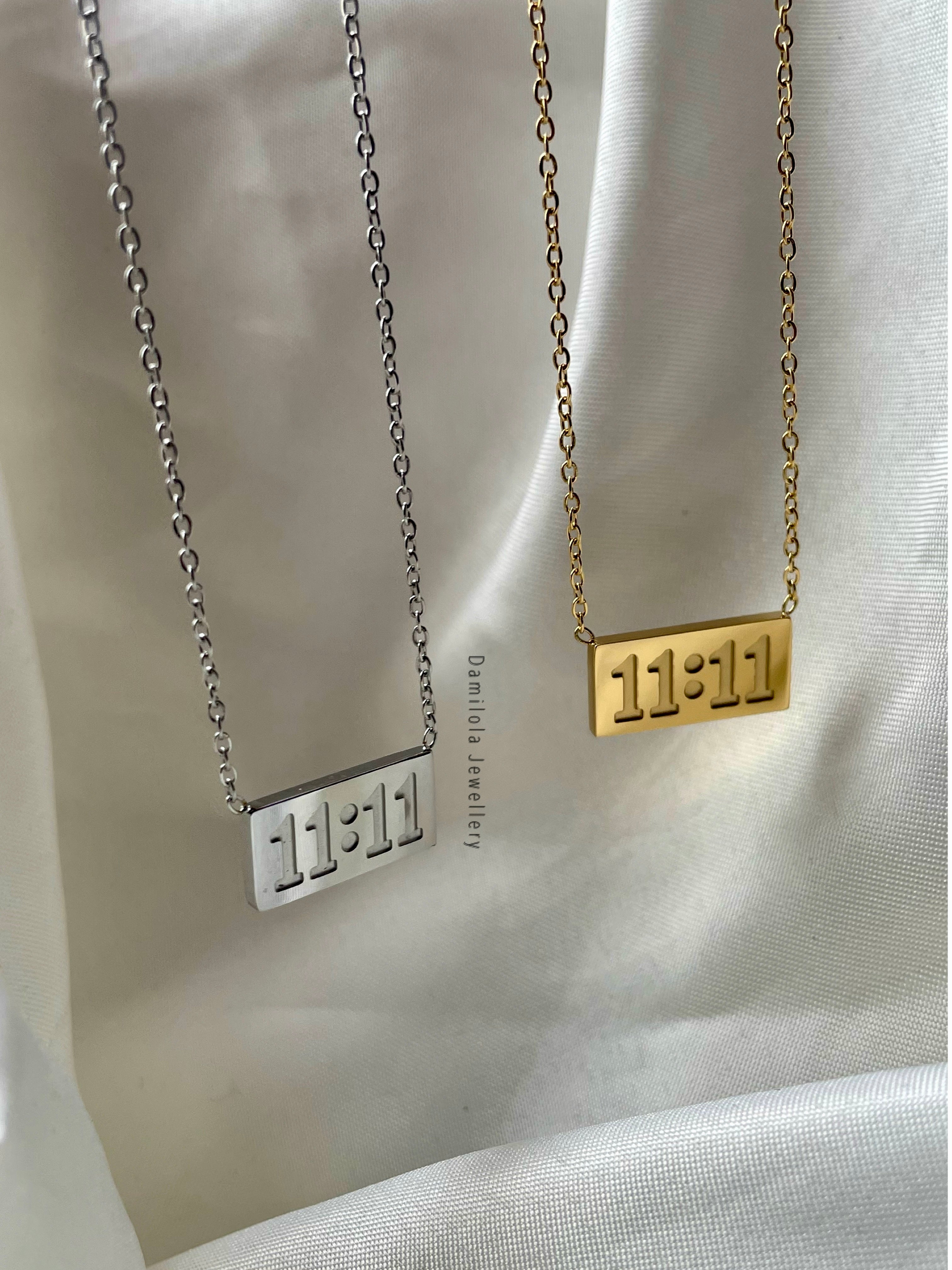 11:11 Necklace - Gold/Silver Angel Numbers Pendant 