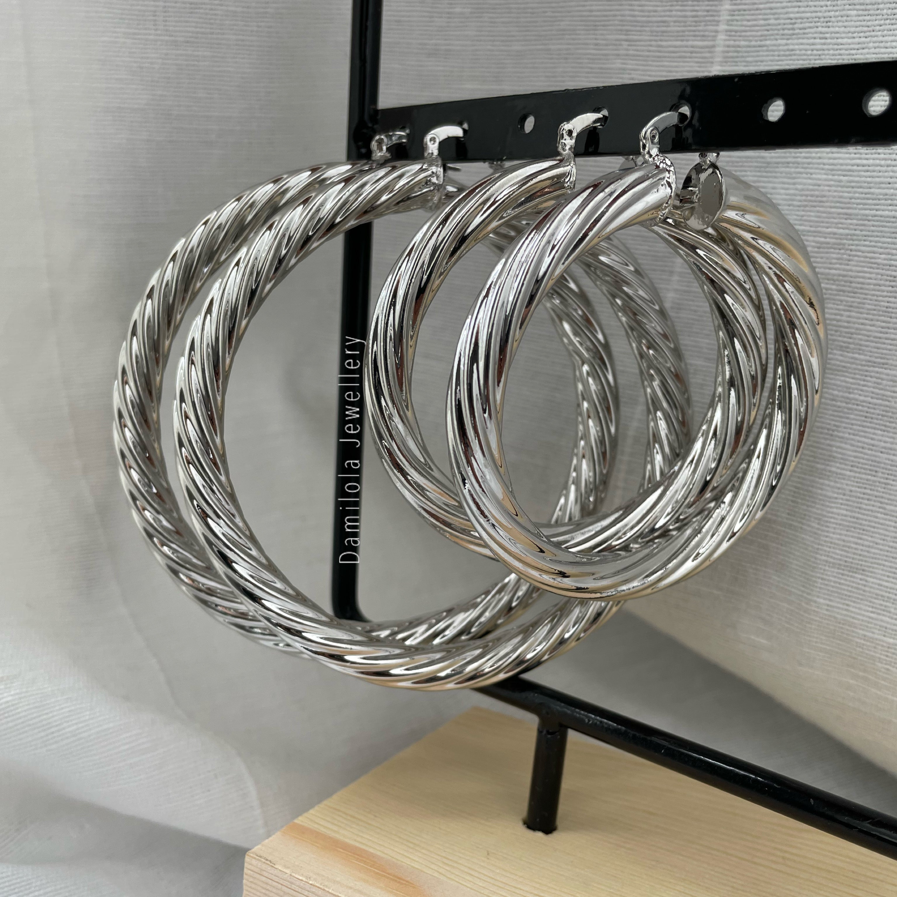 Silver big hoops earrings