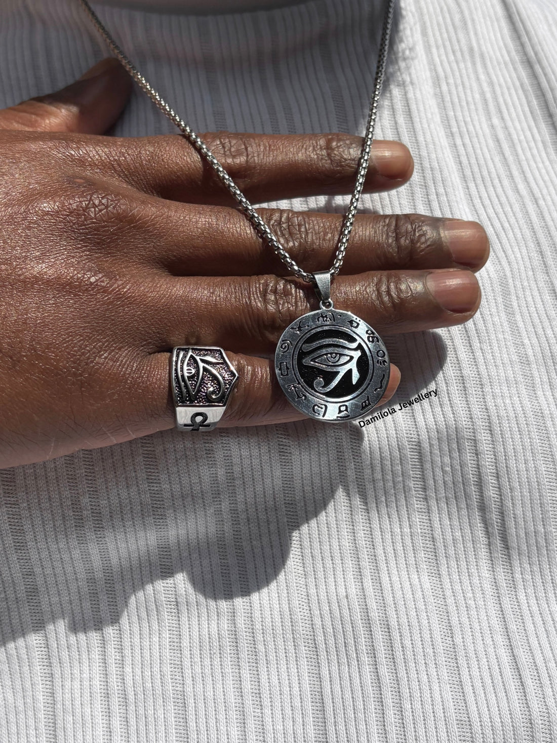 Ancient Egyptian ankh silver gold symbols pendant necklace 