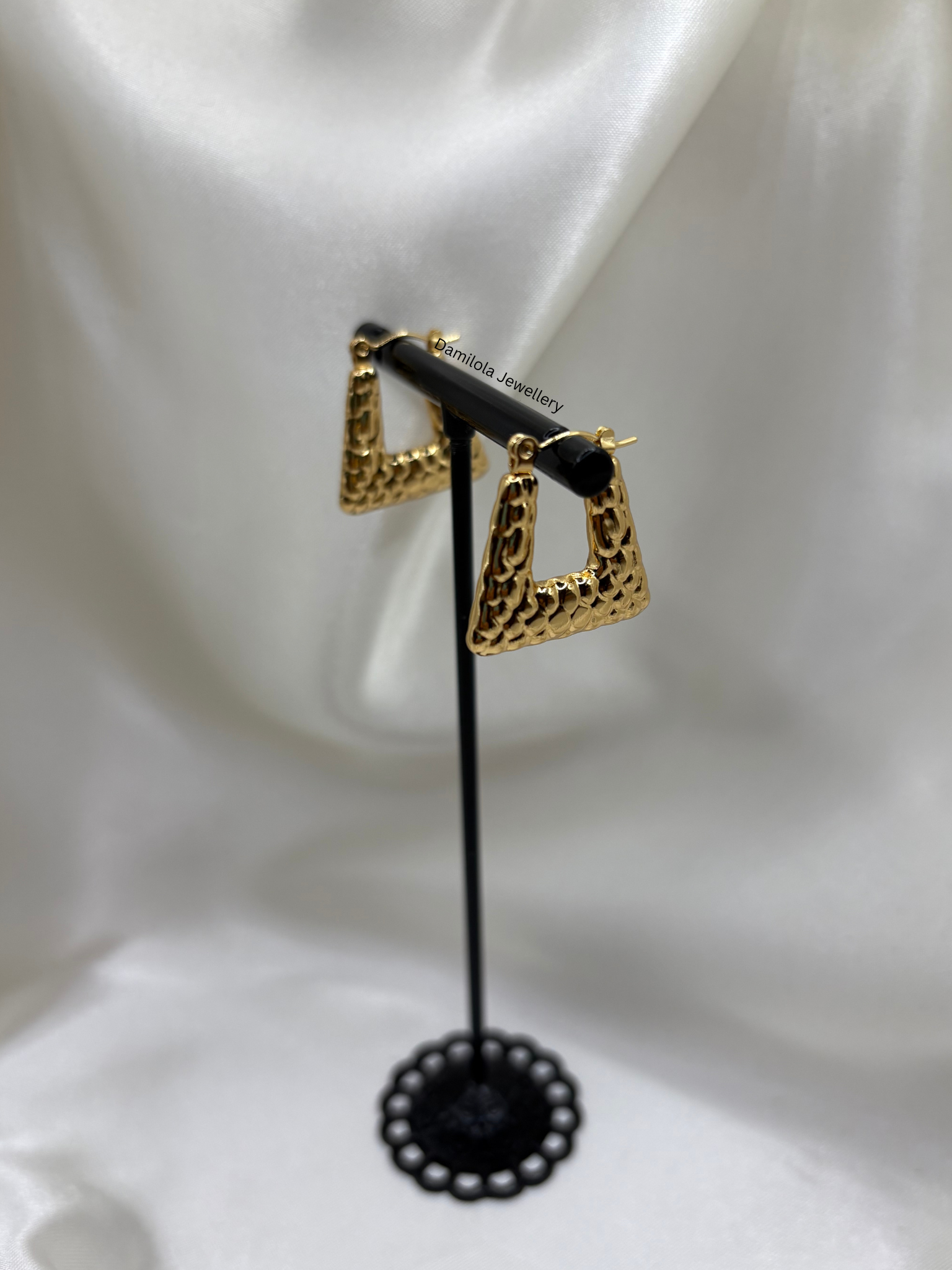 Gold ‘Tianna’ Textured Triangle Hoops
