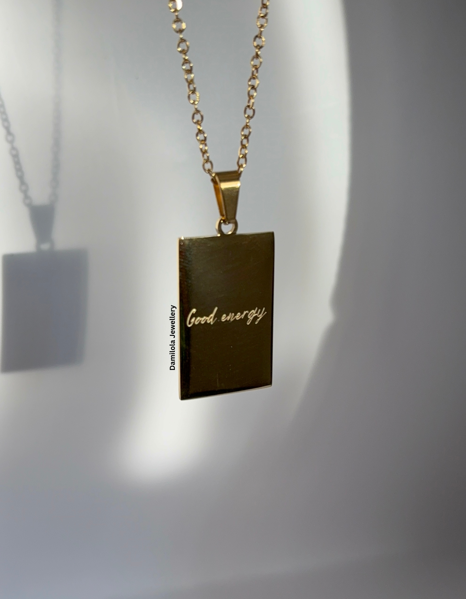 Good energy. No negativity. Good vibes necklace - gold/silver gift 