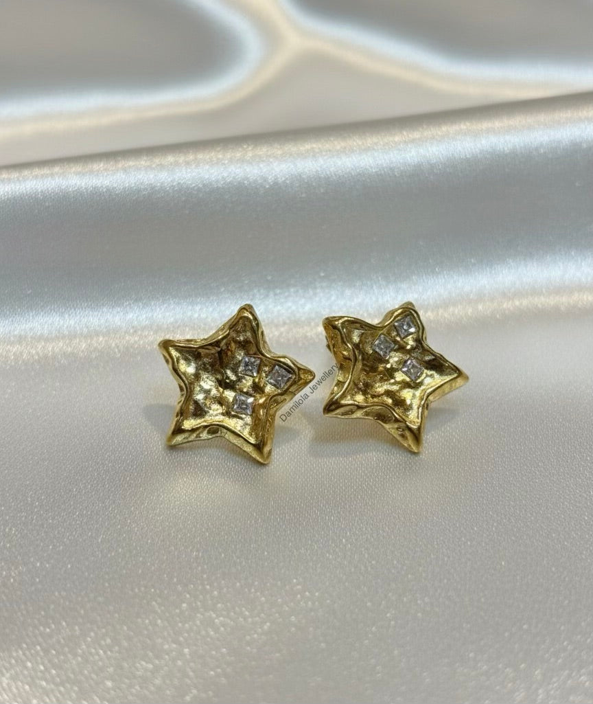 The Textured Star Studs - Gold/Silver
