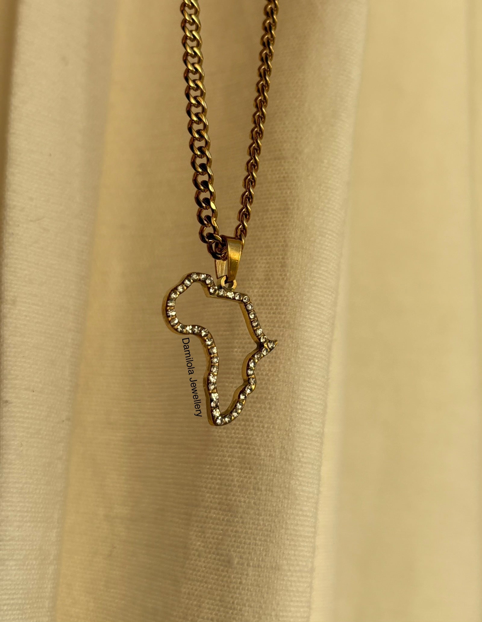 Africa outline diamanté gems pendant 