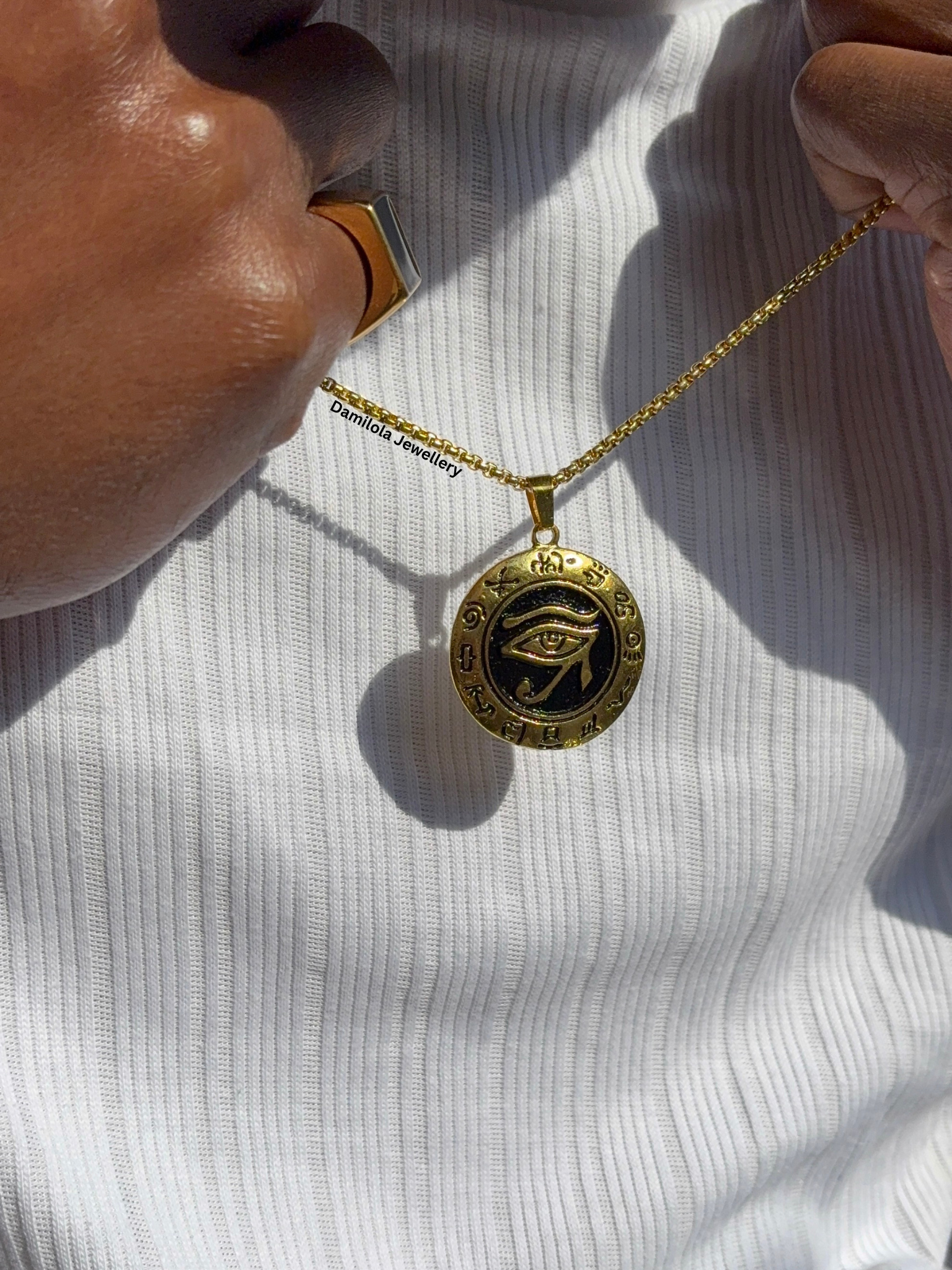 Ancient Egyptian ankh silver gold symbols pendant necklace eye of ra Horus