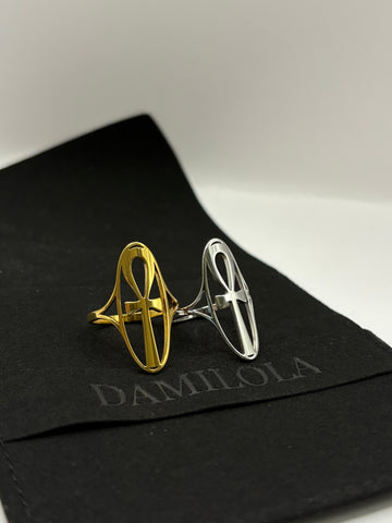 Ankh Ring - Large Oval - Silver/Gold