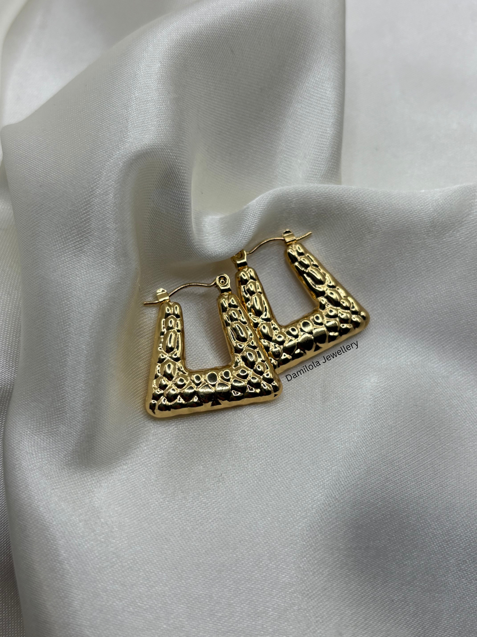 Gold ‘Tianna’ Textured Triangle Hoops