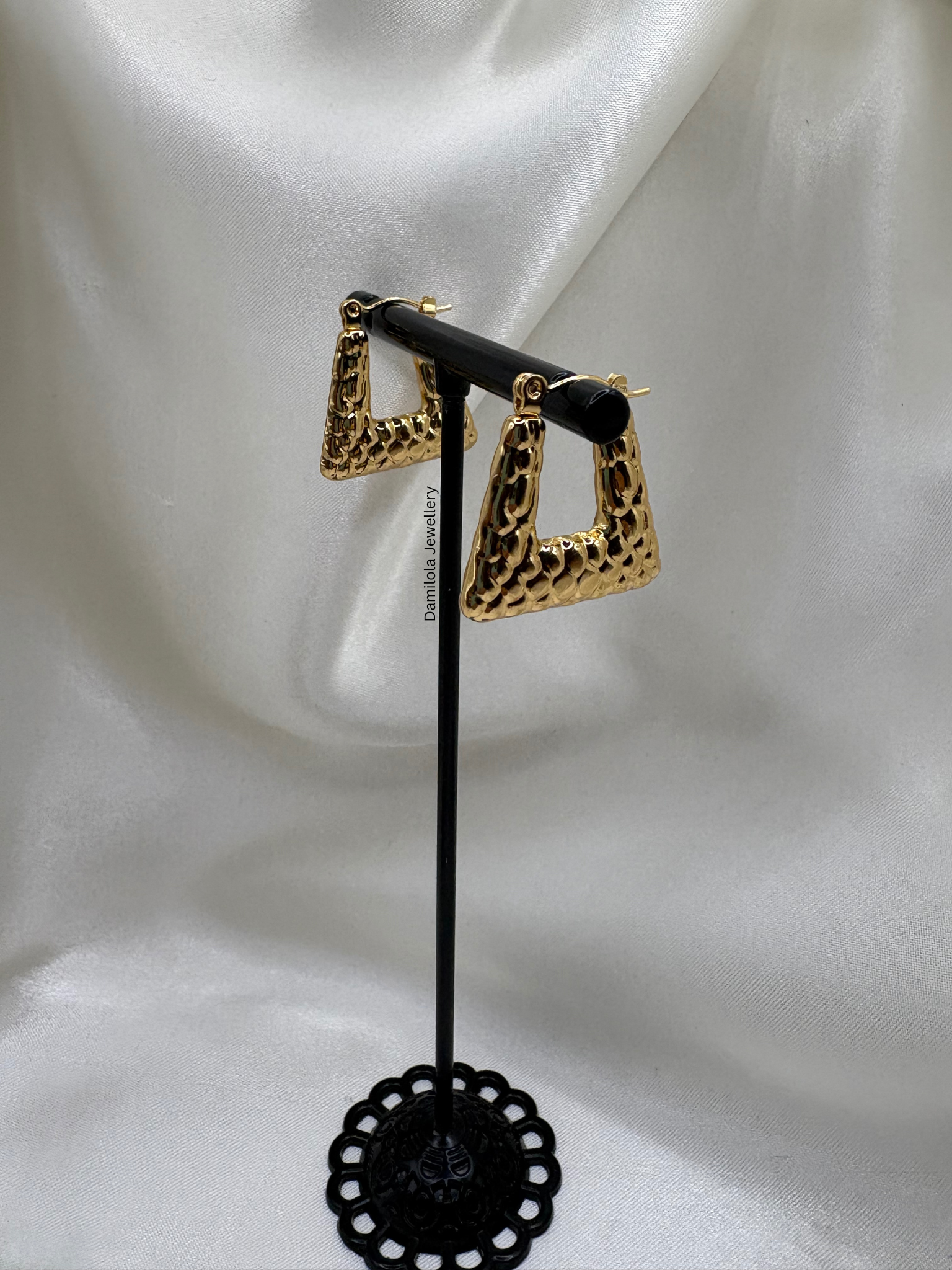 Gold ‘Tianna’ Textured Triangle Hoops