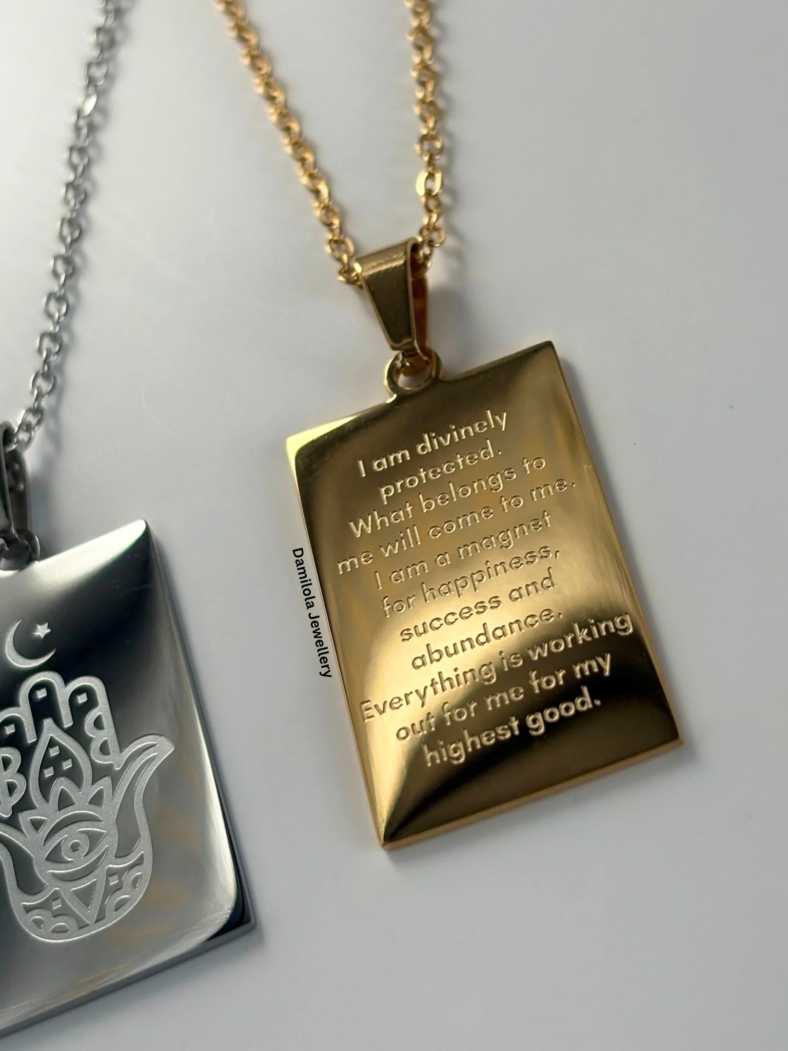 ‘I AM’ Protection&Manifestation Necklace - Gold/Silver hamsa hand 