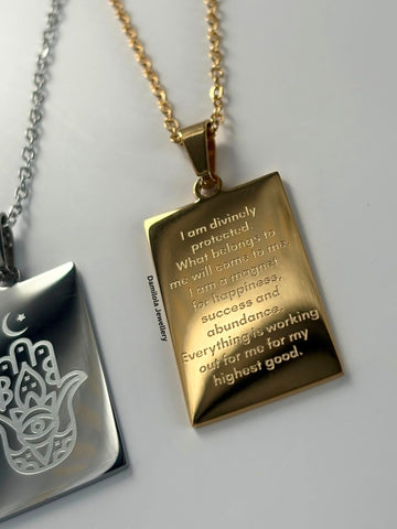 ‘I AM’ Protection&Manifestation Necklace - Gold/Silver hamsa hand 