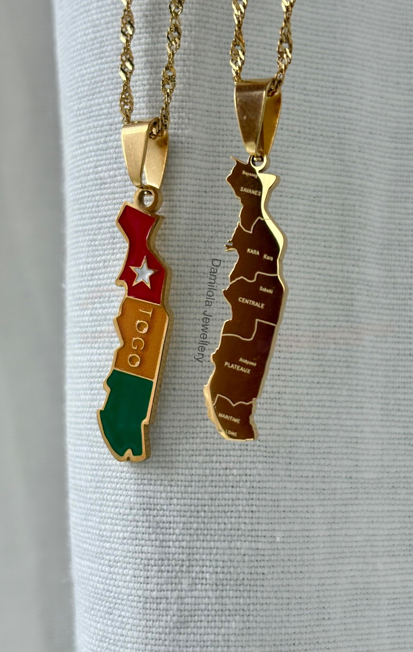 Togo flag map necklace damilola jewellery