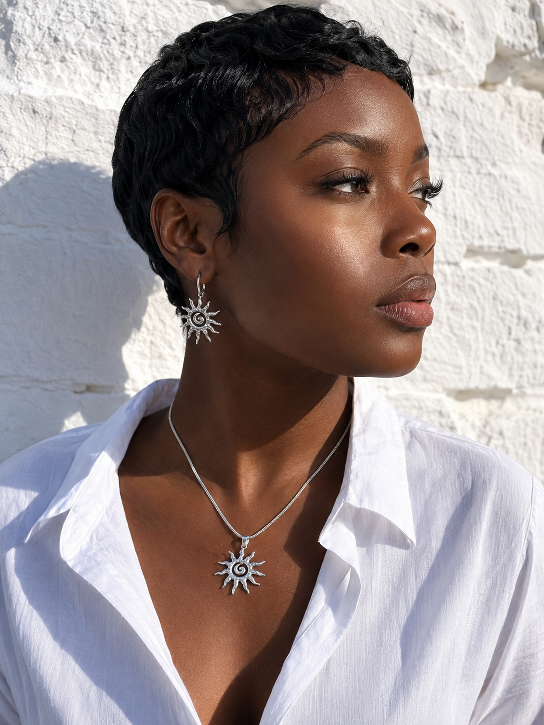 ‘Solis’ Spiral Sun Necklace - Gold/Silver