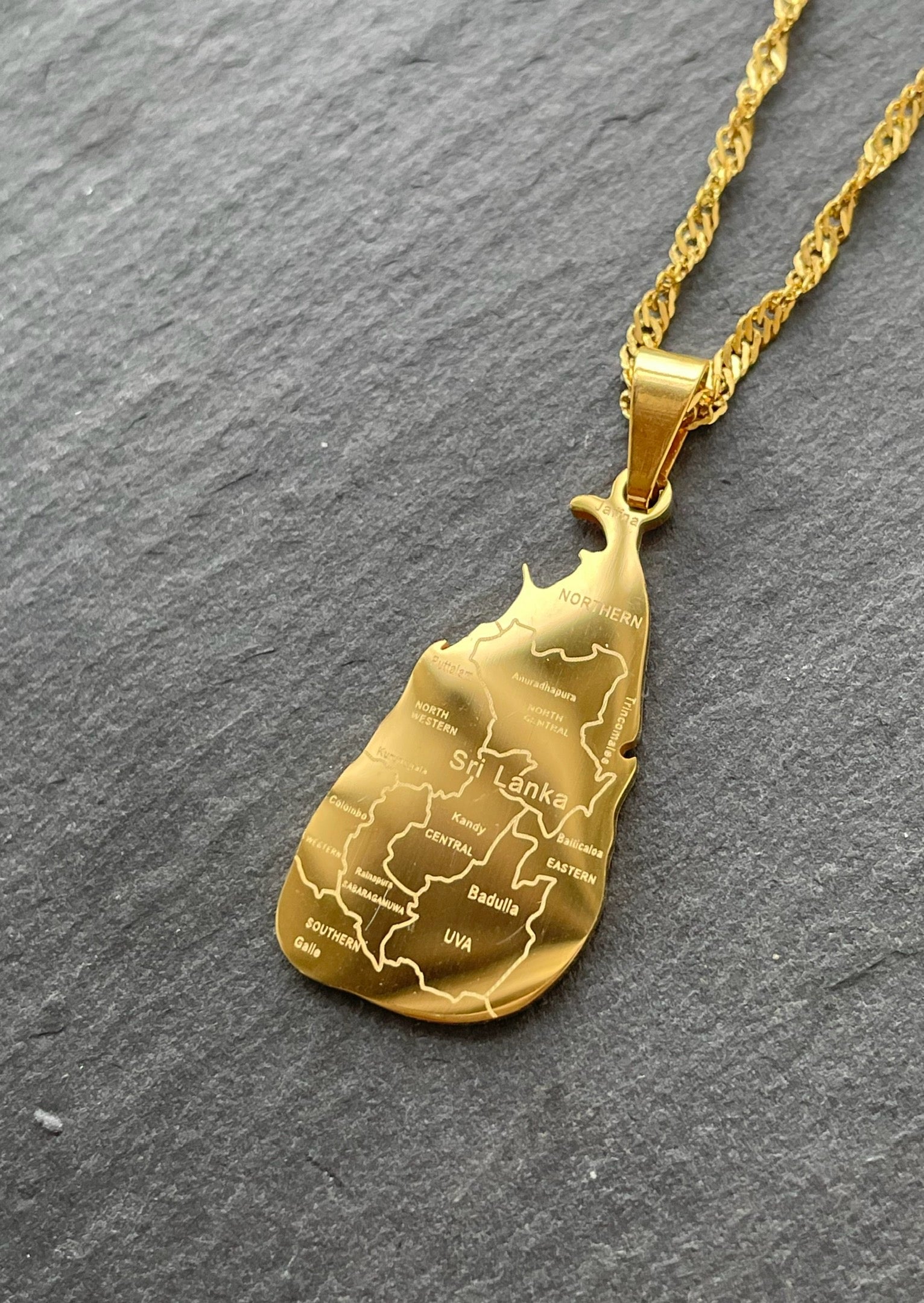 Sri Lanka map necklace 