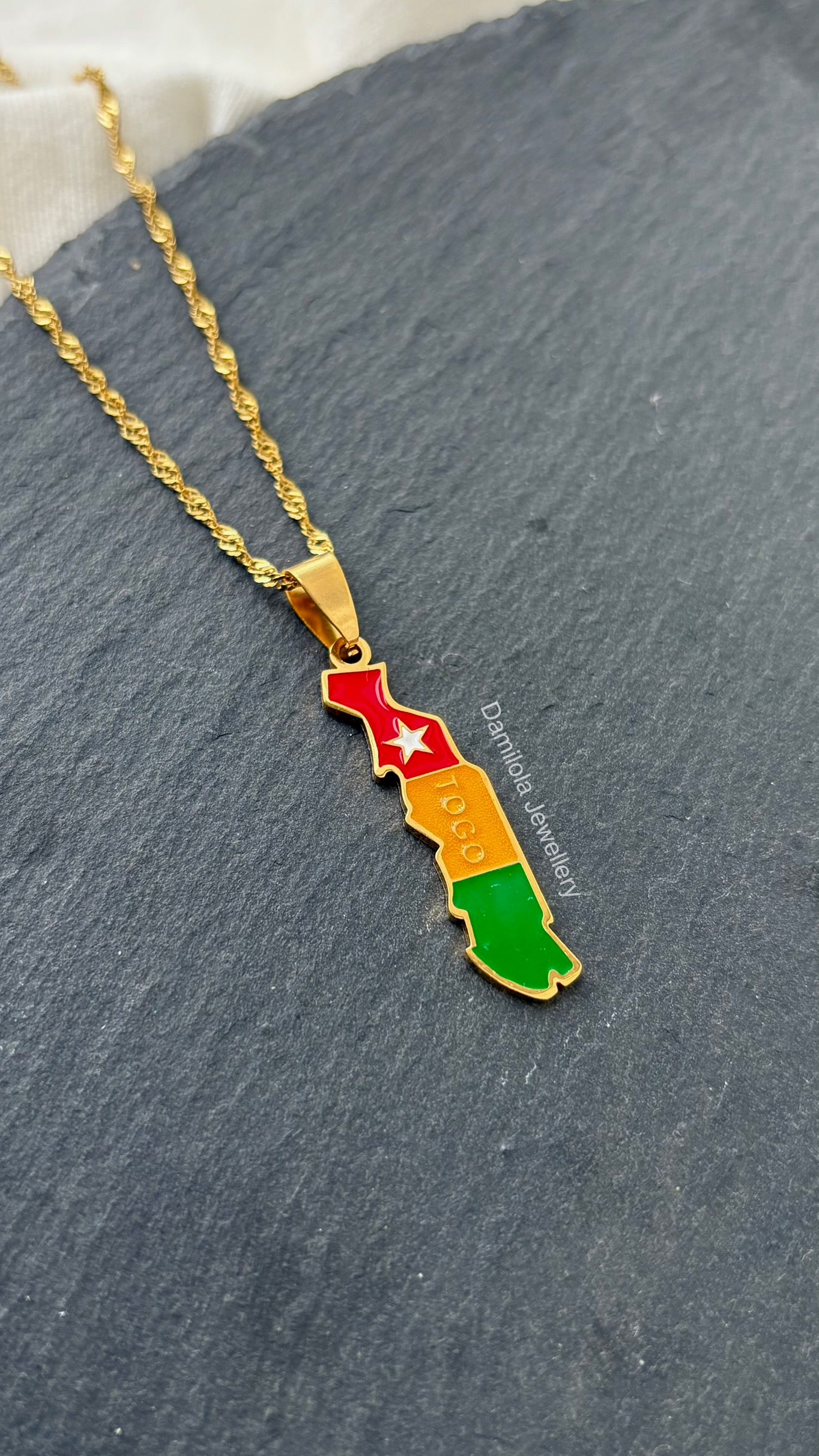 Togo flag map necklace jewellery