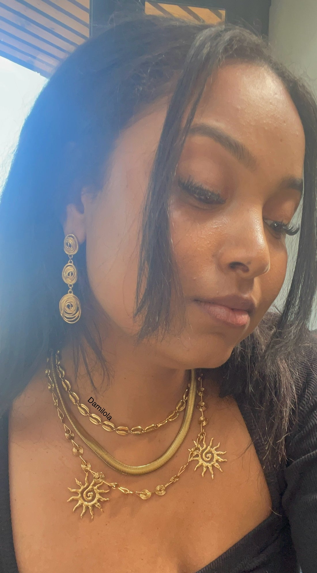 Luxe ‘Ashanti’ Spiral Gold Drop Earrings