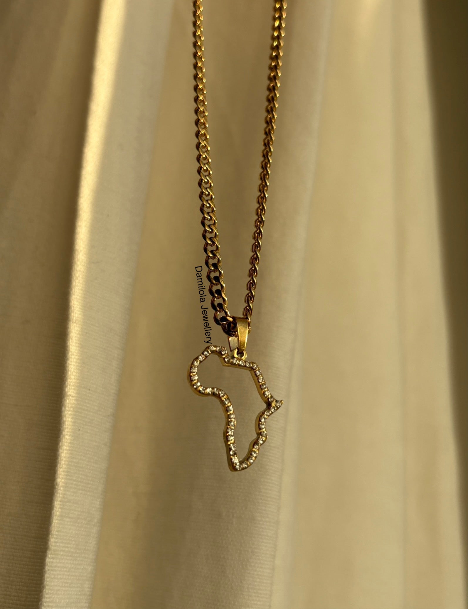 Africa outline diamanté gems pendant 