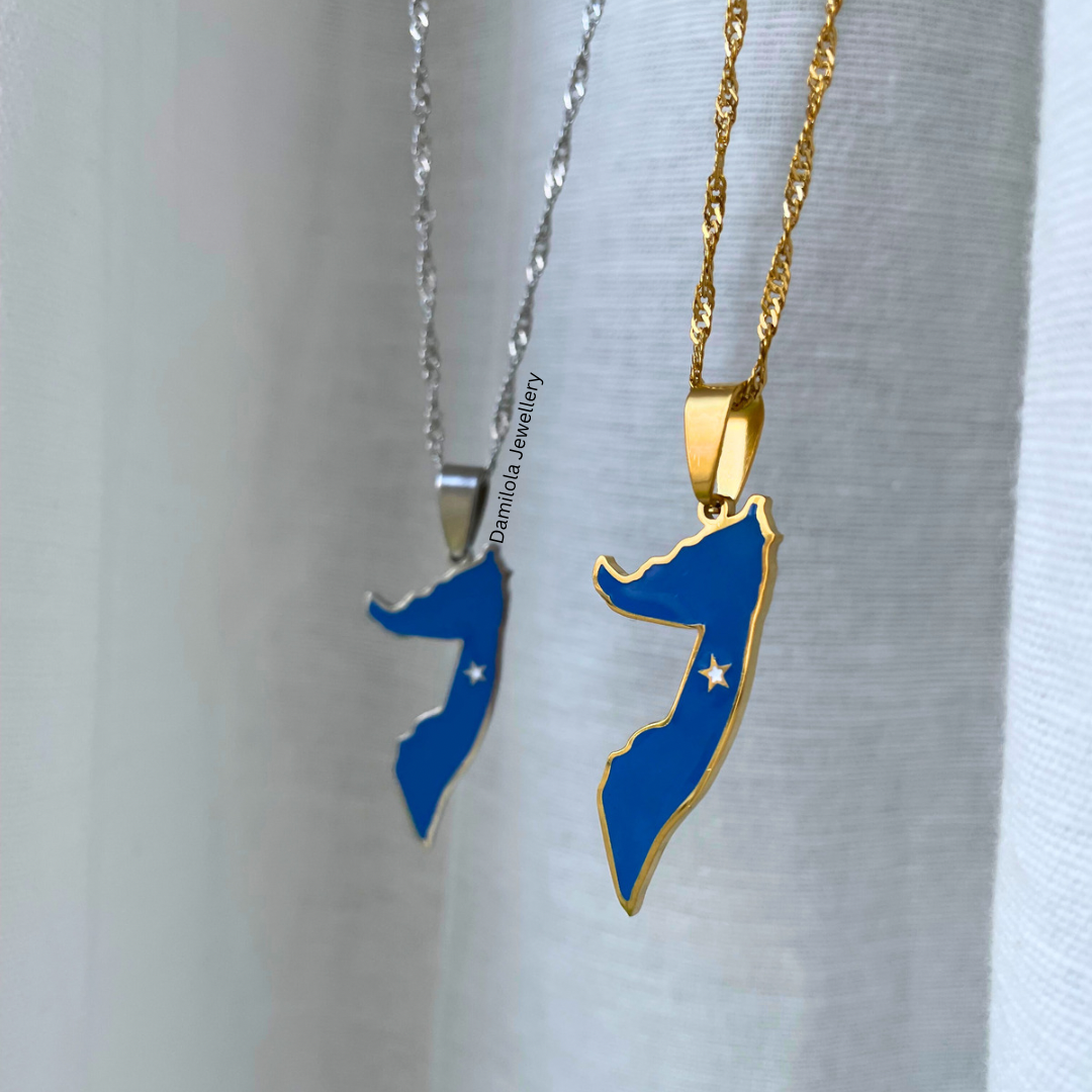 Somalia flag map necklace 