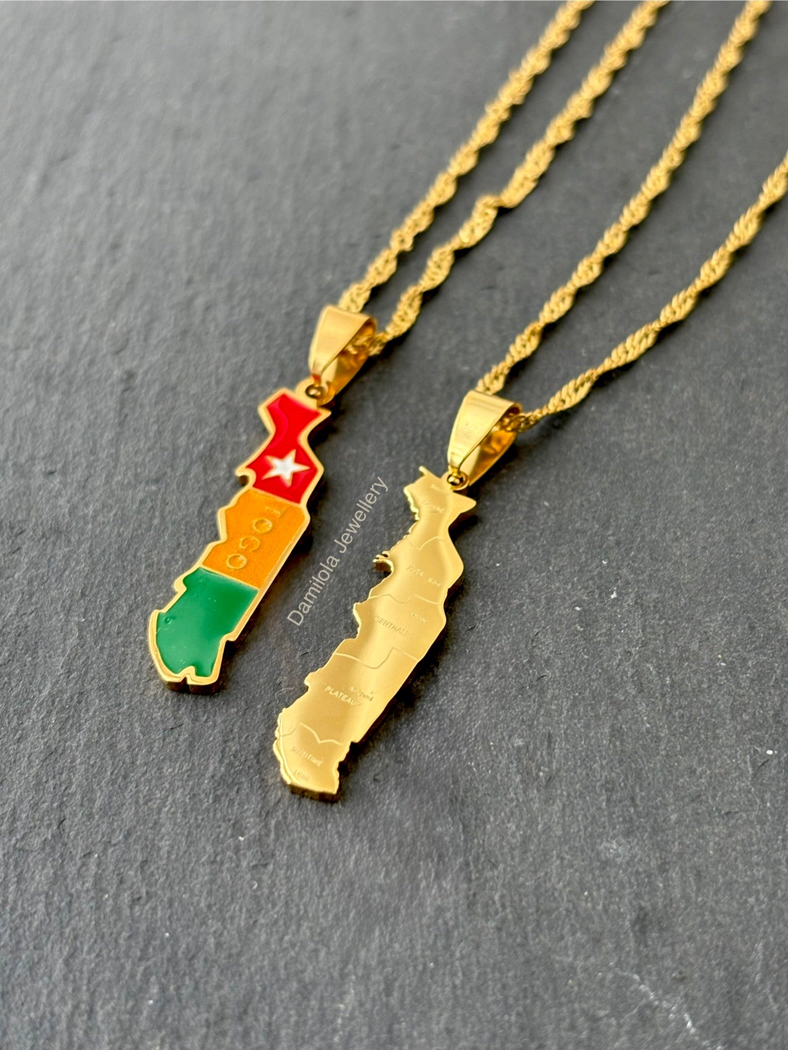 Togo flag map necklace jewellery