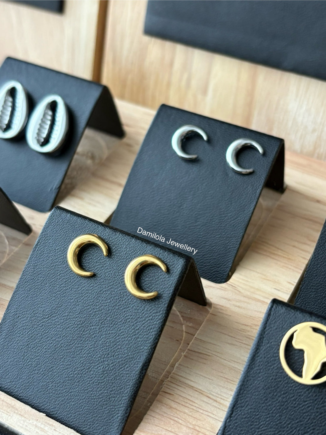 Moon stud earrings crescent gold silver hypoallergenic 