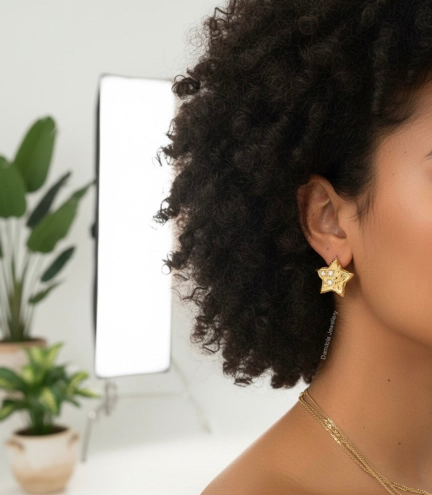 The Textured Star Studs - Gold/Silver