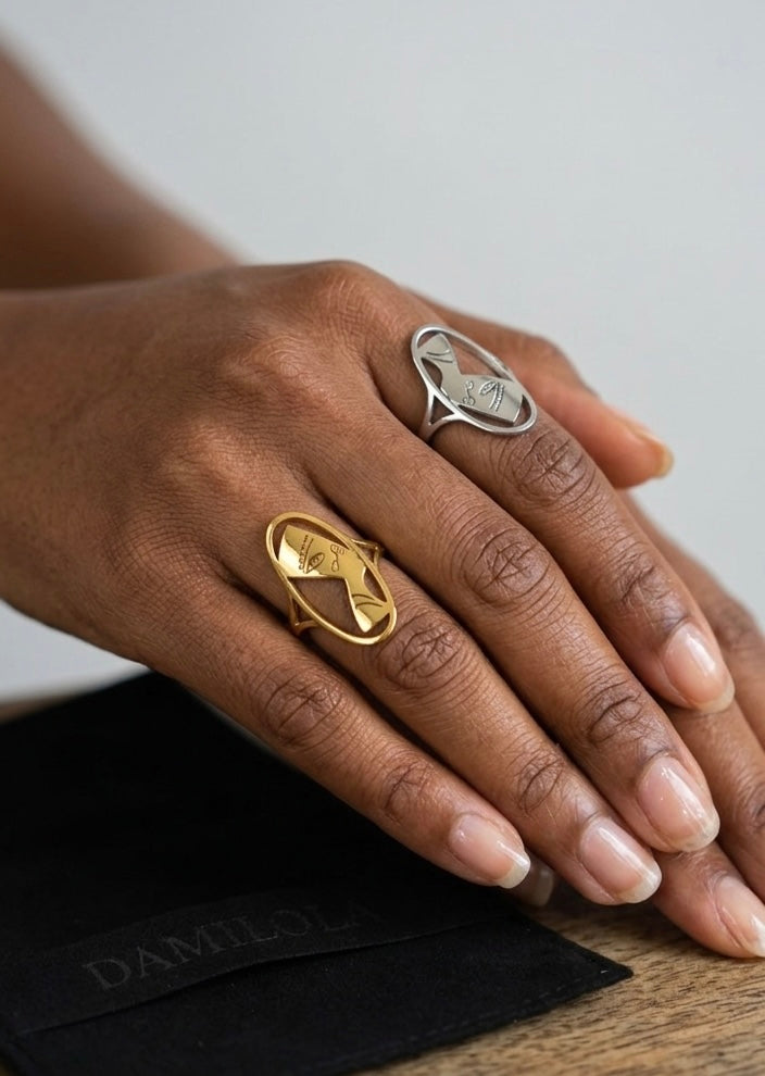 Nefertiti Ring - Large Oval - Gold/Silver