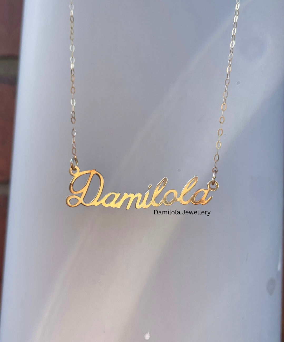 9ct Yellow Gold Personalised Name Plate Necklace