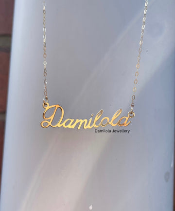 9ct Yellow Gold Personalised Name Plate Necklace
