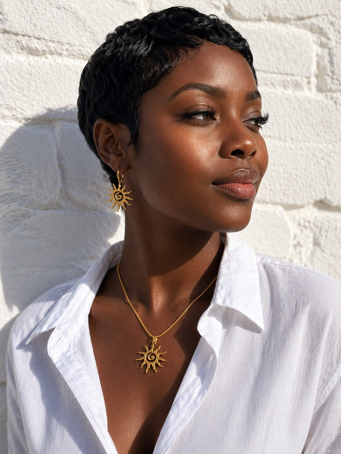 ‘Solis’ Spiral Sun Necklace - Gold/Silver