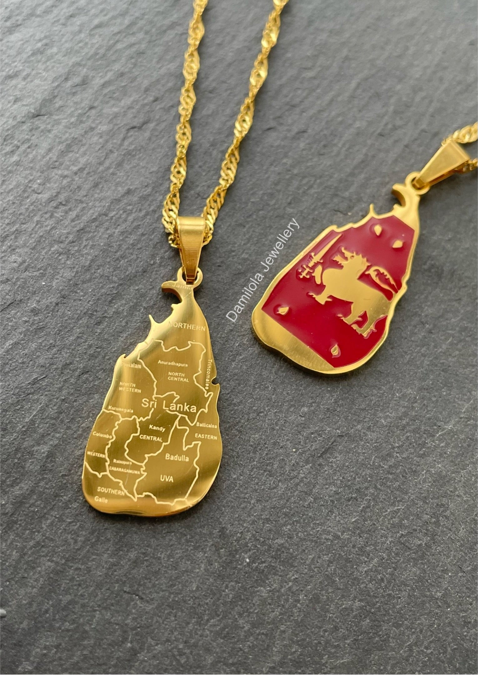 Sri Lanka map necklace 