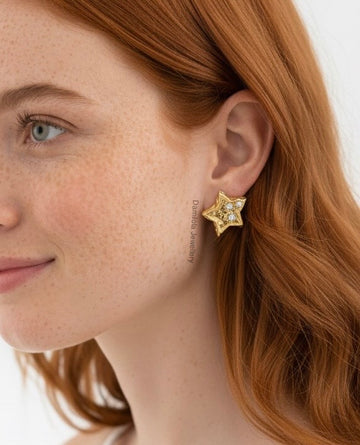 The Textured Star Studs - Gold/Silver