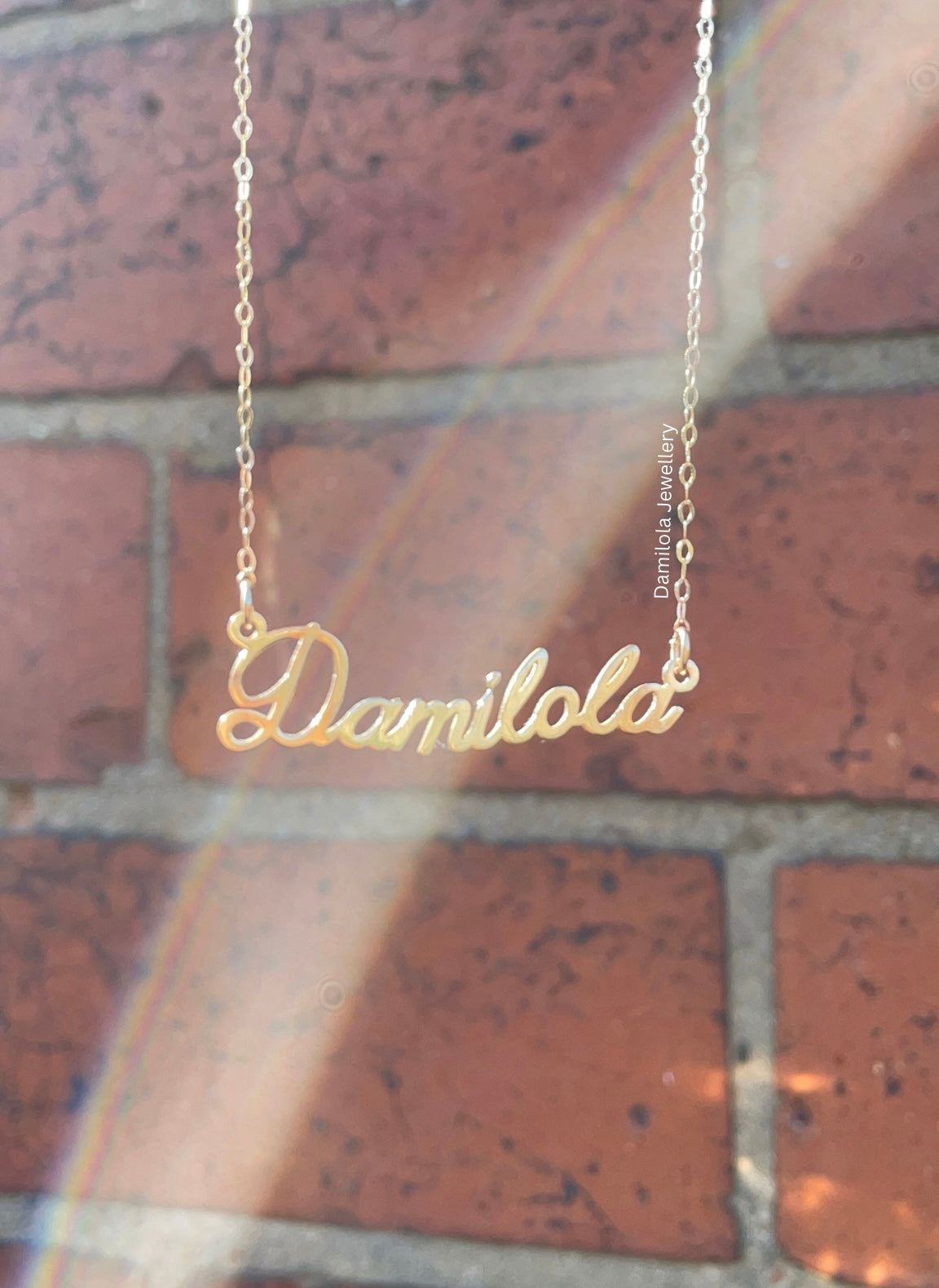 9ct Yellow Gold Personalised Name Plate Necklace
