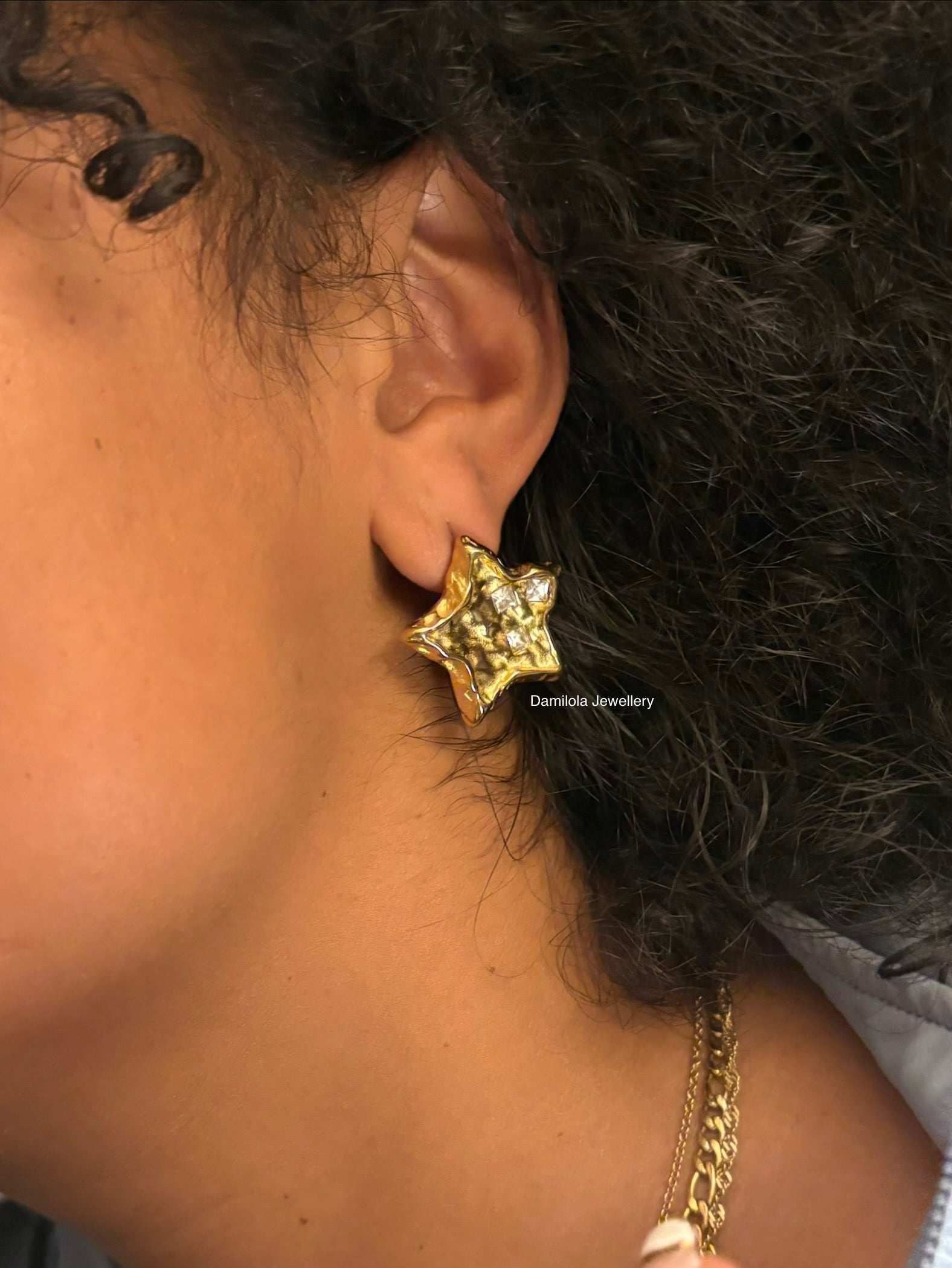 The Textured Star Studs - Gold/Silver