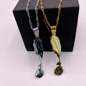 St Kitts and Nevis Engraved Map Necklace - Gold/Silver
