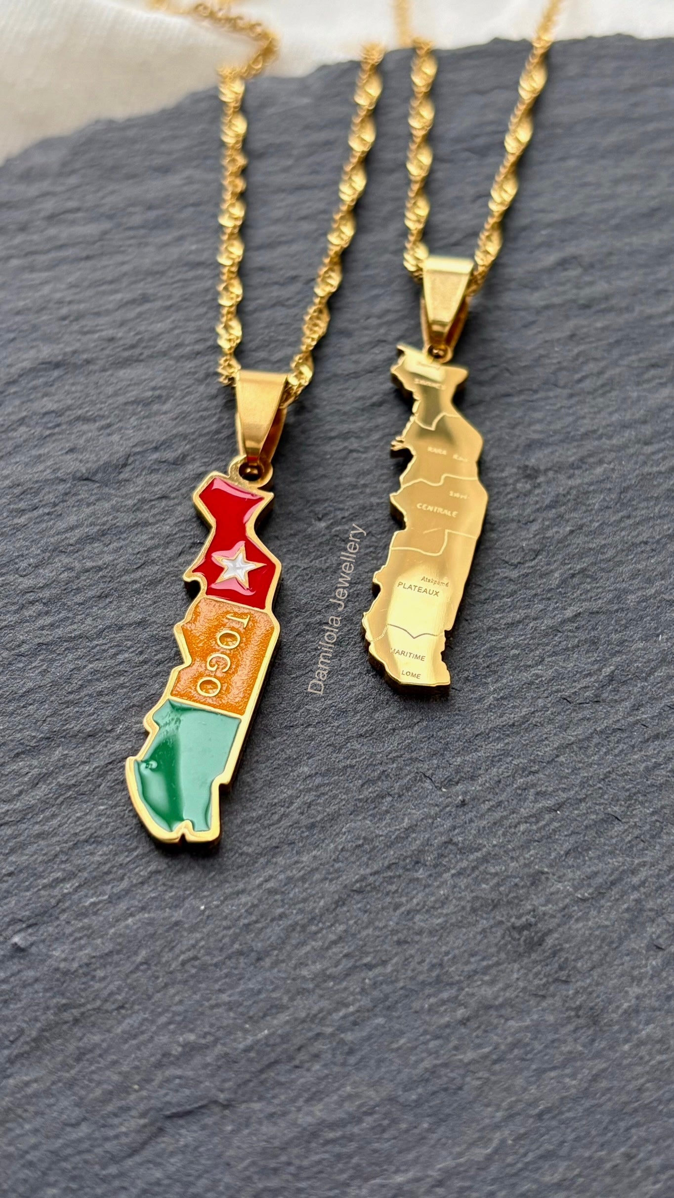 Togo flag map necklace jewellery