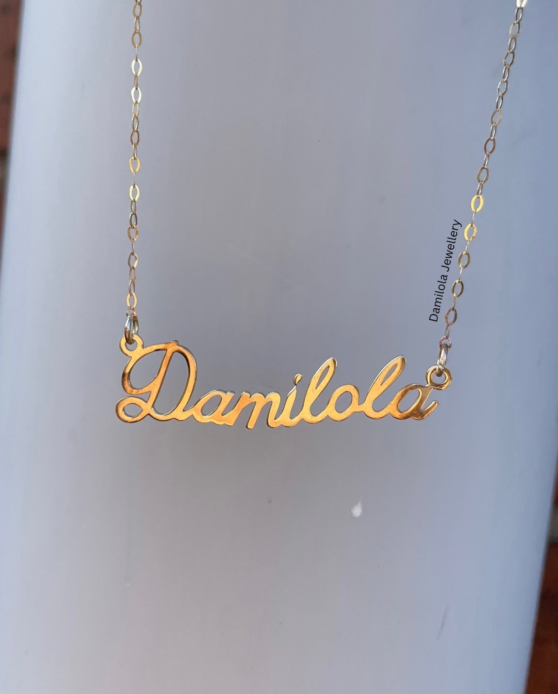 9ct Yellow Gold Personalised Name Plate Necklace
