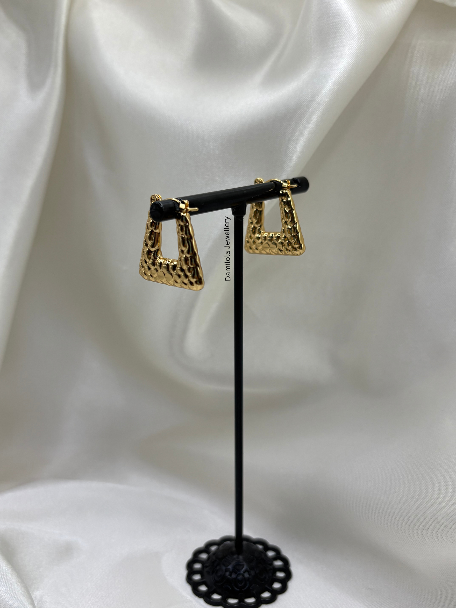 Gold ‘Tianna’ Textured Triangle Hoops