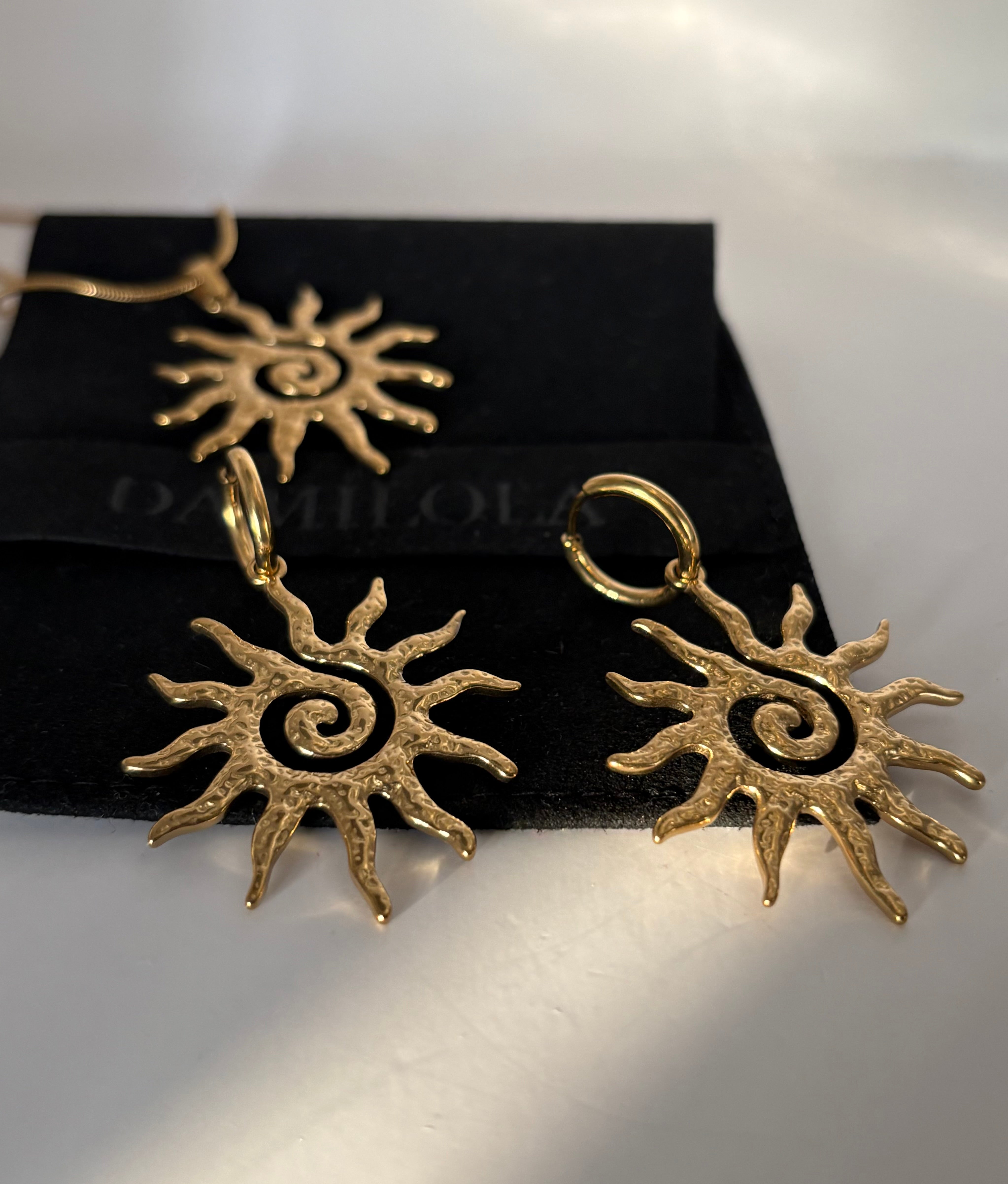 ‘Solis’ Spiral Sun Earrings - Gold/Silver