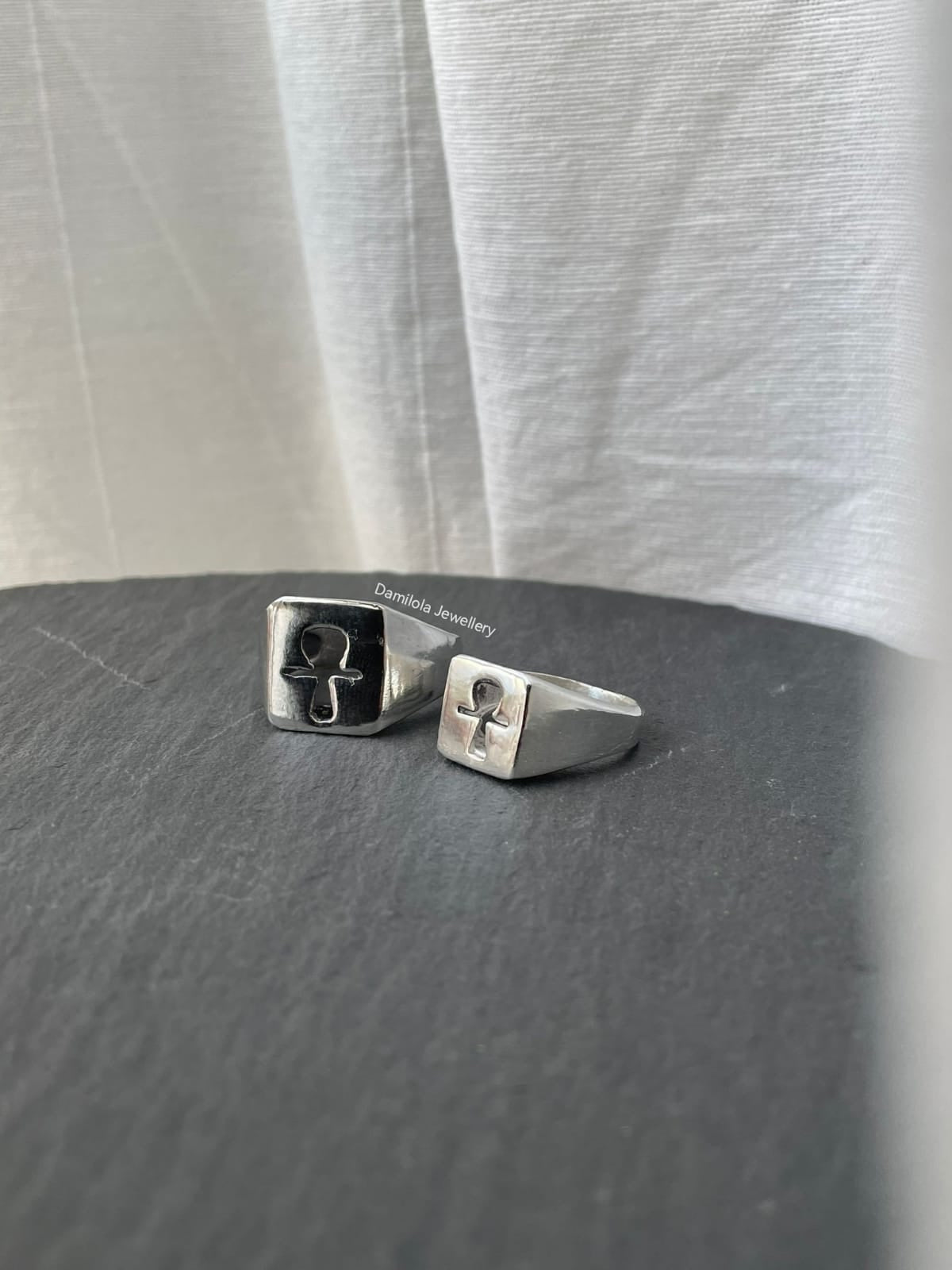 ankh signet chunky ring 925 silver gold