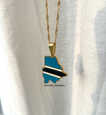 Botswana flag map necklace Damilola jewellery