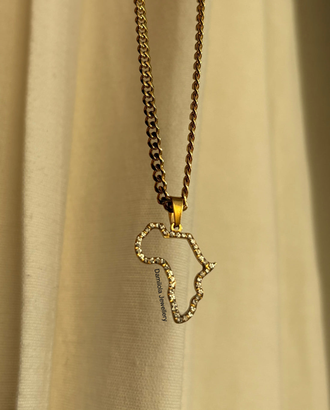 Africa outline diamanté gems pendant 
