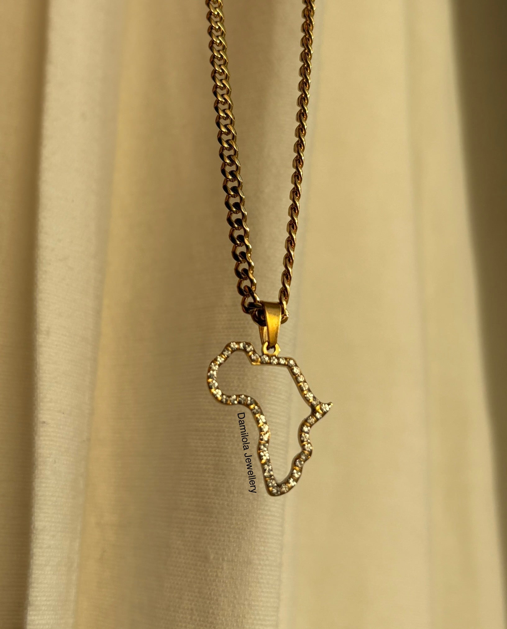 Africa outline diamanté gems pendant 